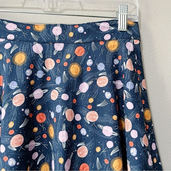 Retrolicious Space Always In Orbit Skater Skirt Blue Size Medium Flare Highrise - Picture 4 of 9
